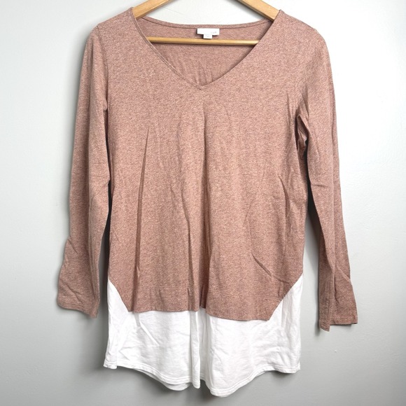 J. Jill Tops - J Jill Women's XS Dusty Rose Layered Vneck Long Sleeve‎ Top Cotton